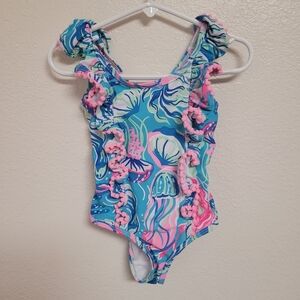 Tommy Bahama Jellyfish Print Ruffle One Piece Swimsuit